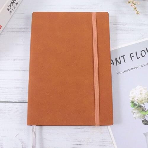 1pc A5 PU Leather Hardcover Strap Thickening Notebook Recipe Diary Notebook Writing Book for Home Office School(Brown 130 Pages)