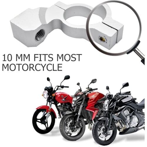 2pcs Motorcycle Handle Adapter 10MM Holder 21MM to 23MM Side Mirror Mount Clamp Silver Motorbike Cycle ATV Accessories