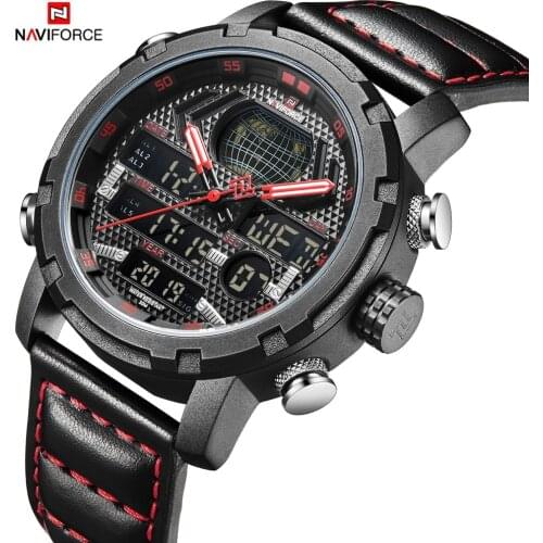 2019 NAVIFORCE New Mens Fashion Sport Watch Men Leather Waterproof Quartz Watches Male Date LED Analog Clock Relogio Masculino