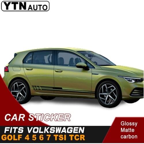 Car Decals For VW Golf 4 5 6 7 TSI TCR Car Side Door Stripe Racing Vinyl Graphic Cool Car Decoration Stickers Car Accessories