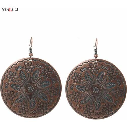 YGLCJ Big Vintage Earrings For Women Gold Color Geometric Statement Earring 2020 Metal Earing Hanging Fashion Jewelry Trend
