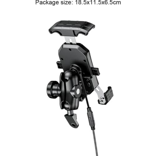 28EA Motorcycle Handlebar 20W USB 3.1 Type C PD Fast Charger 15W Wireless Charger Holder Mount for 3.5-6.5" Mobile Phone