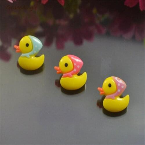 GraceAngie 20pcs Resin Cute Duck Cabochons Charm Mix Color For Stationery Box Phone Decor DIY Slime Components