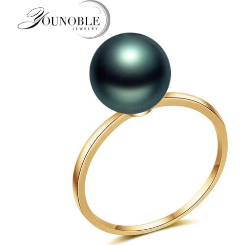 Real Wedding 18K Solid Yellow Gold Pearl Rings Pearl Akoya Round Natural,Girlfriend Birthday Gift Jewelry Engagement Women Ring