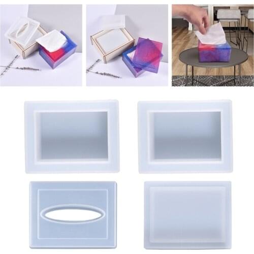 Tissue Box Crystal Epoxy Resin Mold Jewelry Storage Napkin Holder Silicone Mould DIY Crafts Trinket Gift Case Home Decoration Ca