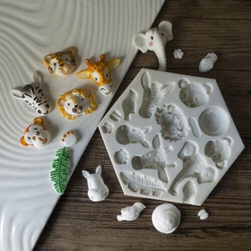 Lion Giraffe Monkey Animal Molds Fondant Cakes Decor Tool Silicone Molds Sugarcrafts Chocolate Baking Tools Cakes Gumpaste Form