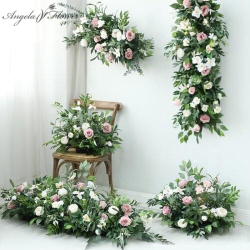 Mori Floral Arrangement Green Plants Wedding Props Background Decoration Artificial Flower row Fake Plants Hanging Flower ball