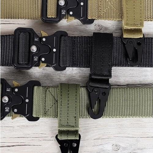 Mens canvas clasp Colorful Keychain Military nylon metal button Oyster mouth shape Paste belts Cool alloy buckle men eagle belt