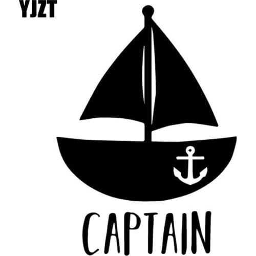 YJZT 10.9CM*15.1CM Simple Captain Ship Boat Artistic Conception Vinly Decal Cool Decor Car Sticker Black/Silver C27-0505