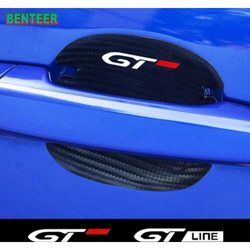 4pcs Carbon Fiber Car Door Handle Sticker For Peugeot Rifter 106 107 108 206 208 308 408 508 2008 3008 4008 5008 Accessories