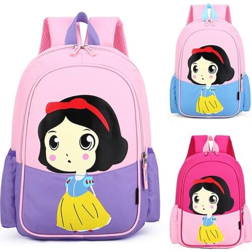 2021 New Disney Childrens Backpack Cartoon Anime Print Snow White Kids Backpack Purple Breathable Elementary School Backpack