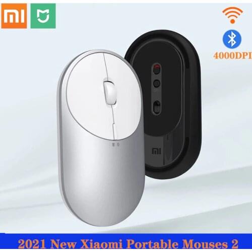 Original Xiaomi Mi Portable Mouse 2 Optical Wireless Bluetooth 4.2 RF 2.4GHz 4000DPI Adjustable Dual Mode Connect for Laptop pc