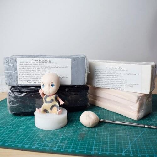 Oven bake Polymer Clay plastic sugru for Figure Modeling Sculpture BJD Dolls face body Clay Jewelry Black White Gray skin