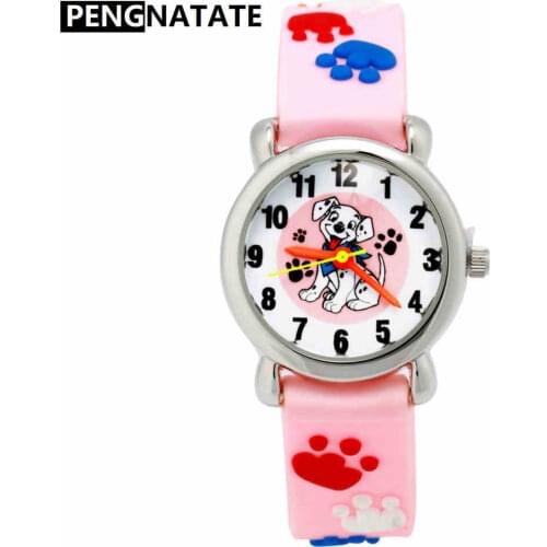 PENGNATATE Girls Watch Cartoon Silicone Strap Waterproof Children Watches 3D Bracelet Kids Wristwatch Gift Hot Sale Quartz Clock