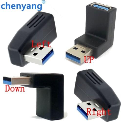 90 degree USB 3.0 A male to female Left and right angled adapter USB 3.0 AM/AF Connector for laptop/PC Computer Black