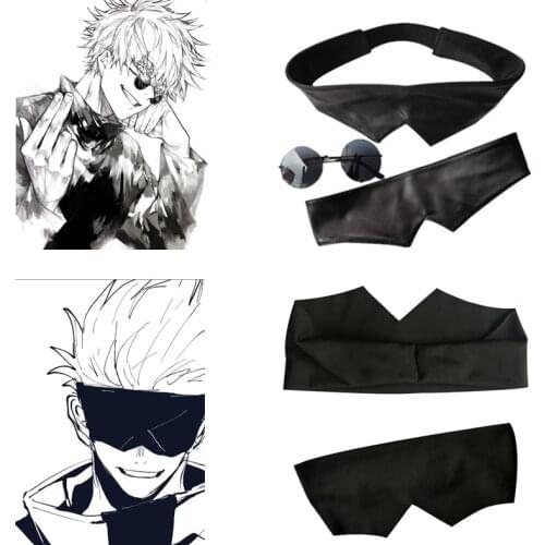 Anime Jujutsu Kaisen Gojo Satoru Headband Cosplay Accessories Eye Mask Glasses