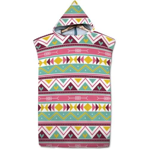 Retro printed Microfiber Fabric Bath Towels Beach Towel Changing Bathrobe Cloaks Hooded Swimming Pool Gym Fitness Bath Towels