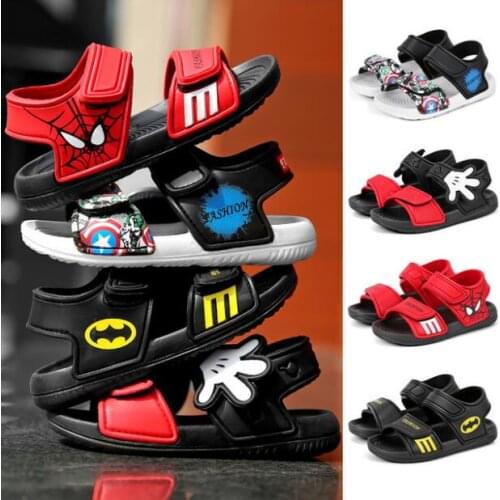 Summer New Soft Non-Slip Beach Shoes Captain America Spiderman Mickey Open Childrens Sandals Wild Boys Girls Student Kids Shoes