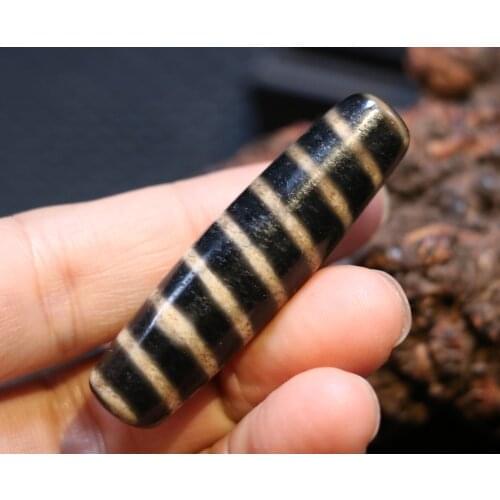 Treasure Magic Power Tibetan Old Agate Line Type Healer Medicine Wide Hole dZi Bead Amulet Timestown UPD2119A1
