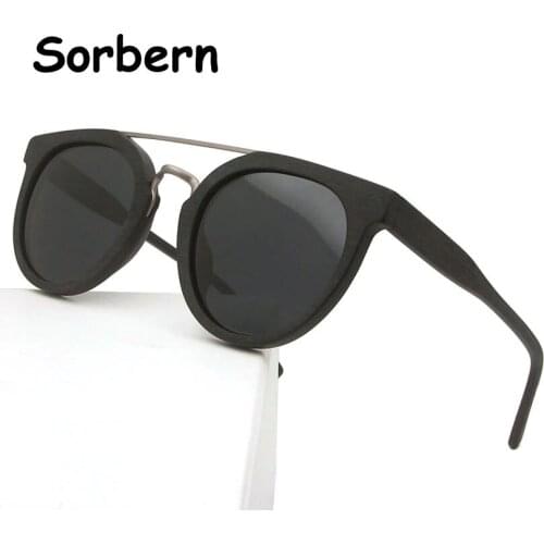 Red Acetate Wood Grain Sunglasses Polarized Women Mens Vintage Round Sun Glasses For Men Driving Uv400 Gafas Oculos De Sol