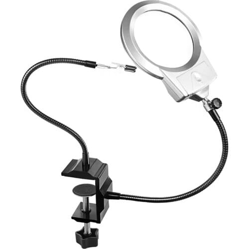 LED 4X/6X Magnifier Vise Table Clamp Soldering Helping Hand Soldering Station USB Flexible Arms Third Hand Tool Holder