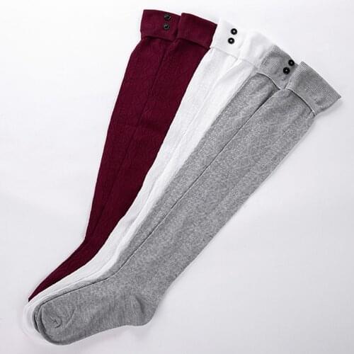 Warm Womens Stockings Fashion Stockings Cute Thigh High Over Knee Acrylic High Stocking With Button Female Clothing Accessories