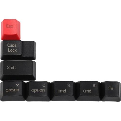 YMDK 8 Key Thick PBT Black Red Mac Keycap OEM Profile For MX Mechanical Keyboard Dolch Keyset Black Red Mixed Keyset
