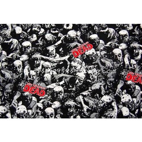 50*108cm Thriller Black Zombie The Walking Dead Dead terrorCotton Sewing Fabric DIY Handmade Material Hometextile Patchwork