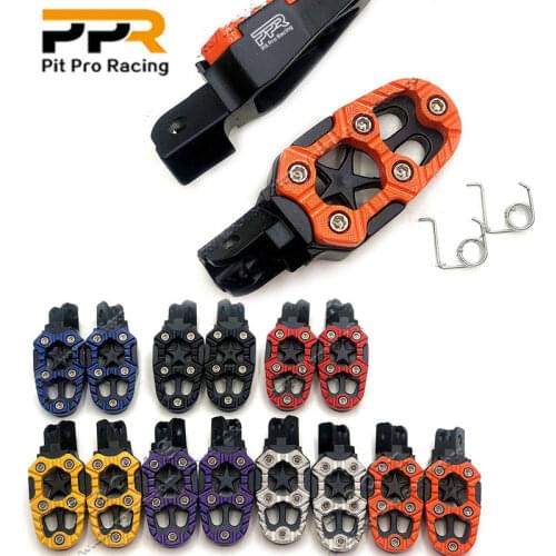 1 Pair Universal 8mm Metal Motorcycle Foot Pegs Pedals Footrests with Spring for dirt Pit Bike