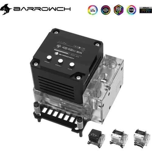 BARROWCH CPU Water Block Combo 17W PWM Pump Combo Reservoir For INTEL,AMD AM3 AM4,X99 X299 For Mini Case ,5V AURA FBLTPRK-04