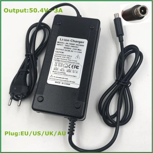 50.V 3A Electric Skatebaord Adapter Scooter Charger For 12 series 44.4V 43.2V Electric Scooter Bike with xiaomi plug cooling fan