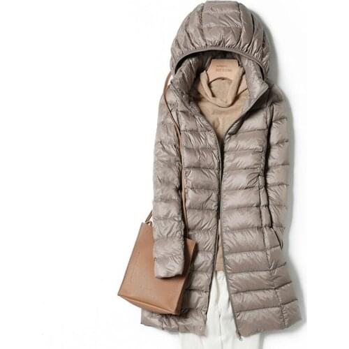 2021 Autumn Winter Brand Ultra Light Down Jacket Hooded Women Parkas Famale Hooded Slim Warm Long Down Coat Plus Size 5XL