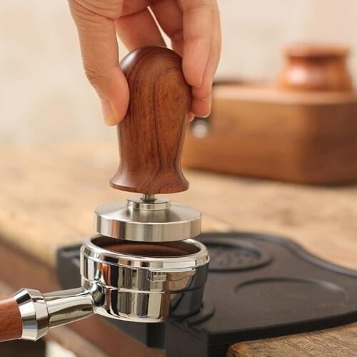51/53/58mm Stainless Steel Coffee Tamper Flat Base Espresso Elasticity Adjustable Coffee Powder Hammer Coffeeware Barista tools