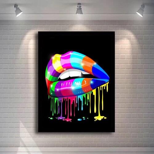 5D Diamond Painting Rainbow Lip Picture Diamond Mosaic Full Diamond Embroidery Diamond Art Painting Diamond setting
