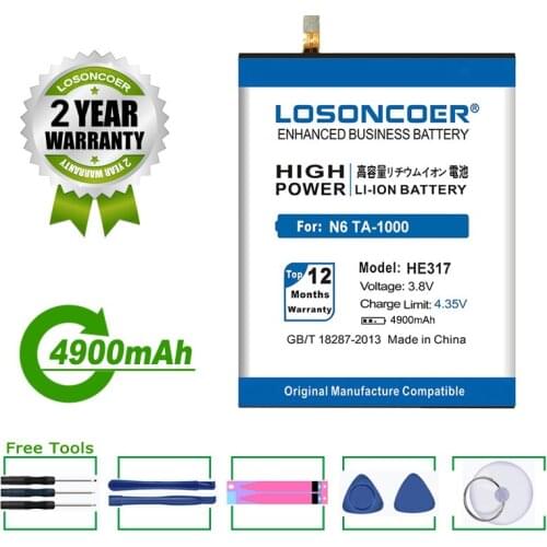 LOSONCOER 4650mAh HE317 Battery For Nokia 6 Battery Nokia6 N6 TA-1000 TA-1003 TA-1021 TA-1025 TA-1033 TA-1039 Phone