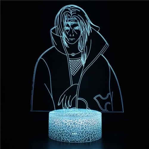 Acrylic 3D Light Naruto Anime Night Light Uzumaki Naruto Uchiha Itachi Figure Manga Decorative Table Lamp Nightlamp for Bedroom