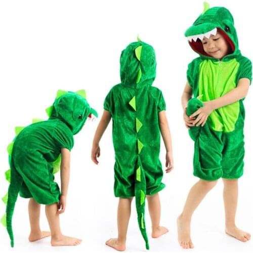 Animal Dinosaur Pajama Kid Green Short Sleeve Costume Halloween Cosplay Suit Child Boy Girl Party Game Wear Funny Cute Kugurumi