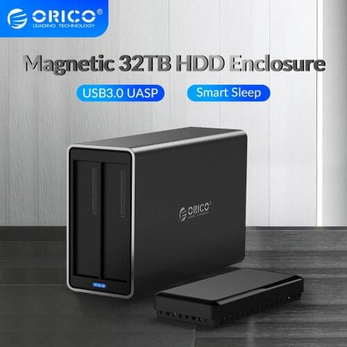 ORICO NS Series 2 Bay 3.5'' USB3.0 HDD Docking Station Aluminum HDD Enclosure Support UASP 48W Power Adapter MAX 32TB HDD Case