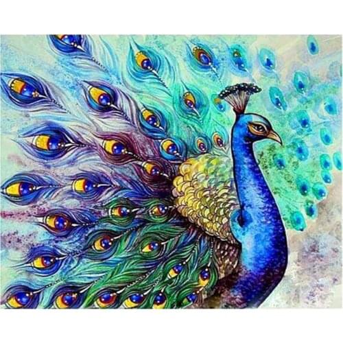 GATYZTORY 60x75cm Diy Frame Peacock Animals Painting By Numbers Kit Modern Wall Art Picture Acrylic Paint By Numbers