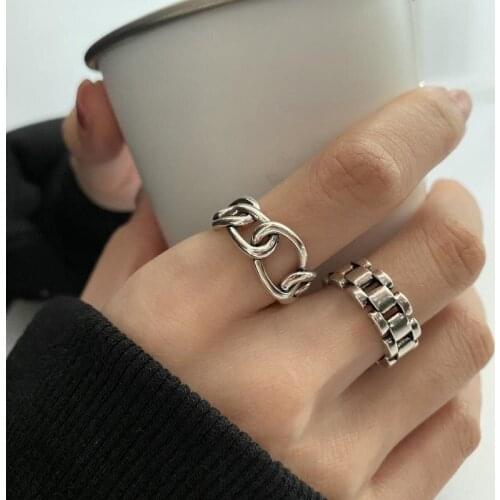 Karopel 925 Sterling Silver Cross Chain Rings for Men Women Men Retro Personality Combination Rings Wholesale Party Accessories