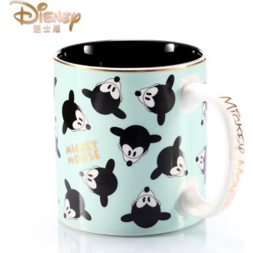 500ML Disney Cartoon Mickey Ceramic Cup with Cover and Spoon Cute Milk Coffee Cup Childrens Cup With box Christmas Gift