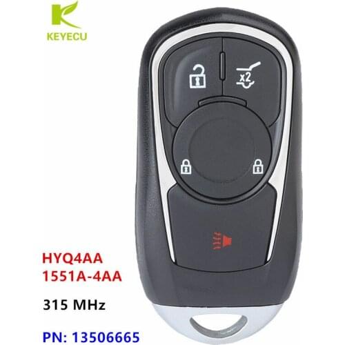 KEYECU Replacement Smart PROXIMITY REMOTE FOB 4 Button 315MHZ for B*uick Envision Encore 2017 2018 2019 PN: 13506665 / HYQ4AA