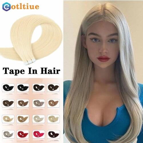 MIRONICA Human Hair Extensions Tape In Straight Seamless Invisible Machine Made Tape Ins Remy Adhesive Extension 16inch 1.5g/set