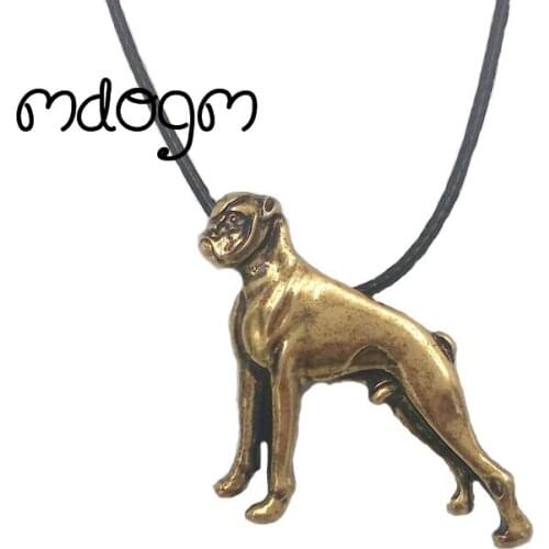 Mdogm Cute Boxer Necklace Dog Animal Pendant Antique Gold Silver Plated Jewelry For Women Male Female Girls Ladies N081