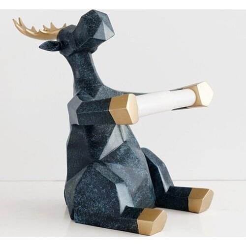 Cute Animal Statue Craft Roll Paper Holder Dining Table Living Room Dining Room Hanging Paper Elephant/deer Doll Home Decoration