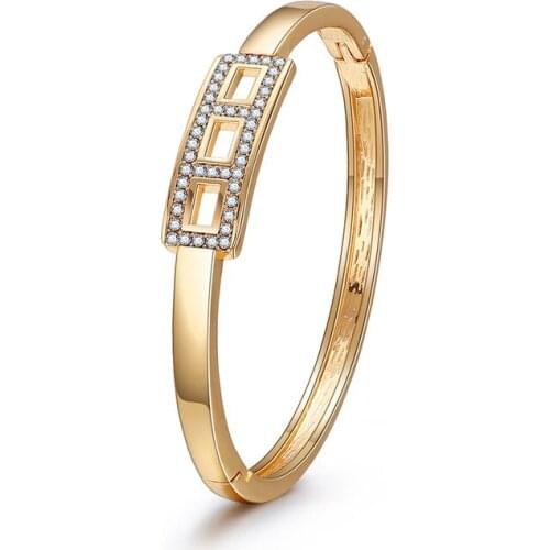 Minimalism Alloy Crystal Bangle Bracelet Geometry Jewelry for Women Anniversary Gift Accessories