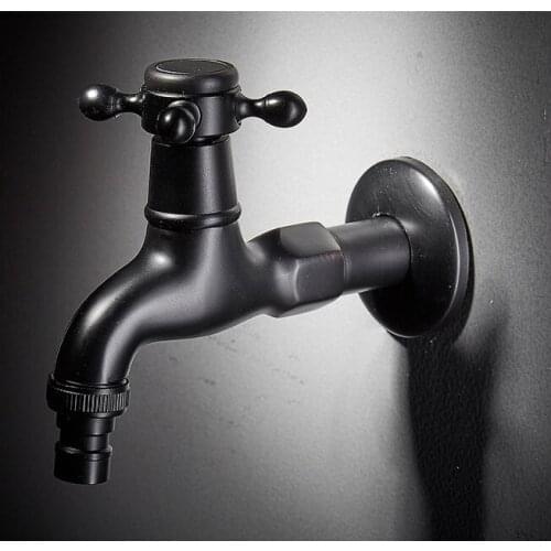 Wall Mount Garden Washing Machine Water Tap Black Oil Rubbed Brass Faucet Bibcocks Cold Water Tap Nav111