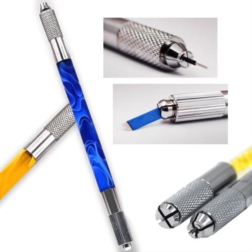2021 New Double Head Microblading Pen Manual Tattoo Machine Needle Blade Permanent Makeup Embroidered Eyebrow Lips Tebori Munsu