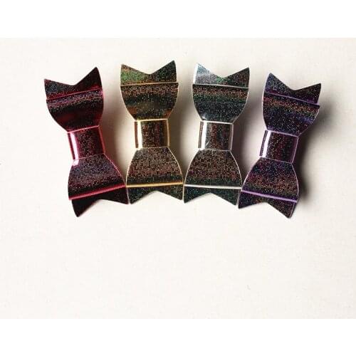 New Mini Size 20pcs/lot Bow Hair Clip PU Leather 5cm Small Hairpins Shinning Reflection Headwear Cute Bowknot Felt for Kids