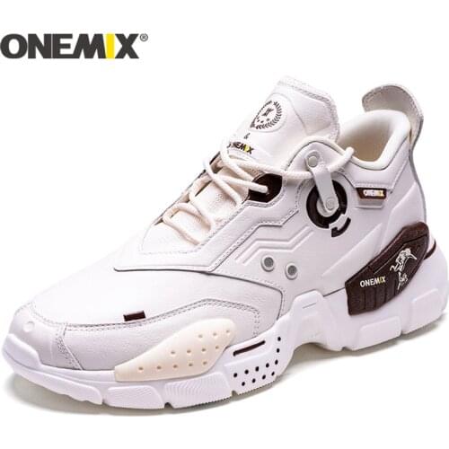ONEMIX Raod Running Shoes Men Leather Vamp Sneakers Men Lace Up Women Paltform Shoes Walking Shoes Women Chunky Dad Shoes Men